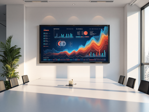 High-tech AI platform interface showing data visualization charts, neural network diagrams, real-time analytics dashboard, modern digital workspace environment, professional lighting effects, technology demonstration setup, business presentation atmosphere